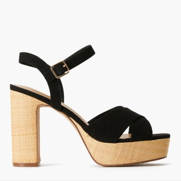 New! Black espadrilles heels shoes summer vacation resortwear spring size 9 - Picture 2 of 10